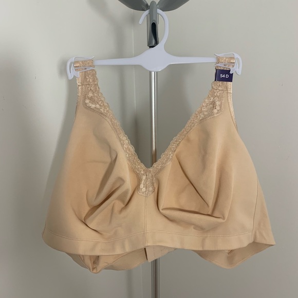 New Plus Size No Wire Cotton Comfort Lace Bra Nude - Picture 11 of 16